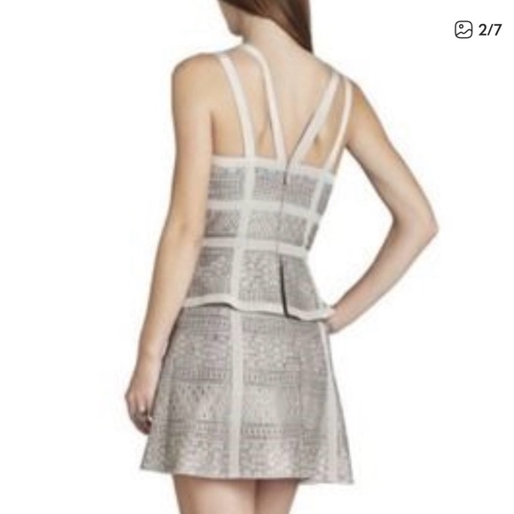 NWT BCBGMaxAzria Cream and Black Lace Midi Dress 0 zipper - Picture 16 of 16